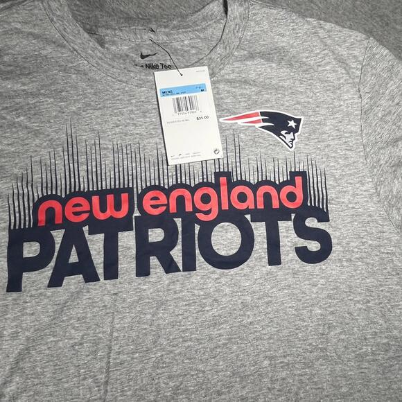 NWT Nike New England Patriots Men's Medium Gray Activewear T-Shirt NFL Nike Logo - Picture 2 of 7